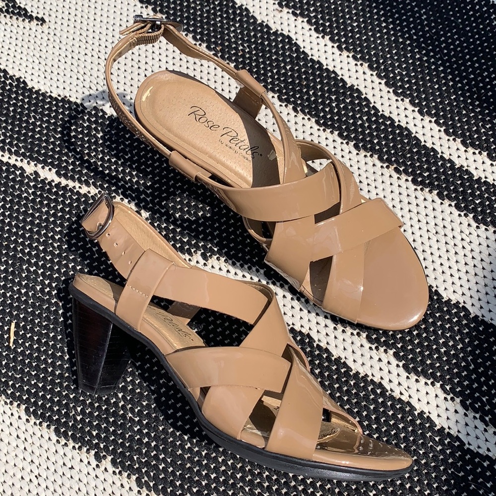 Rose Petals leather patent heel